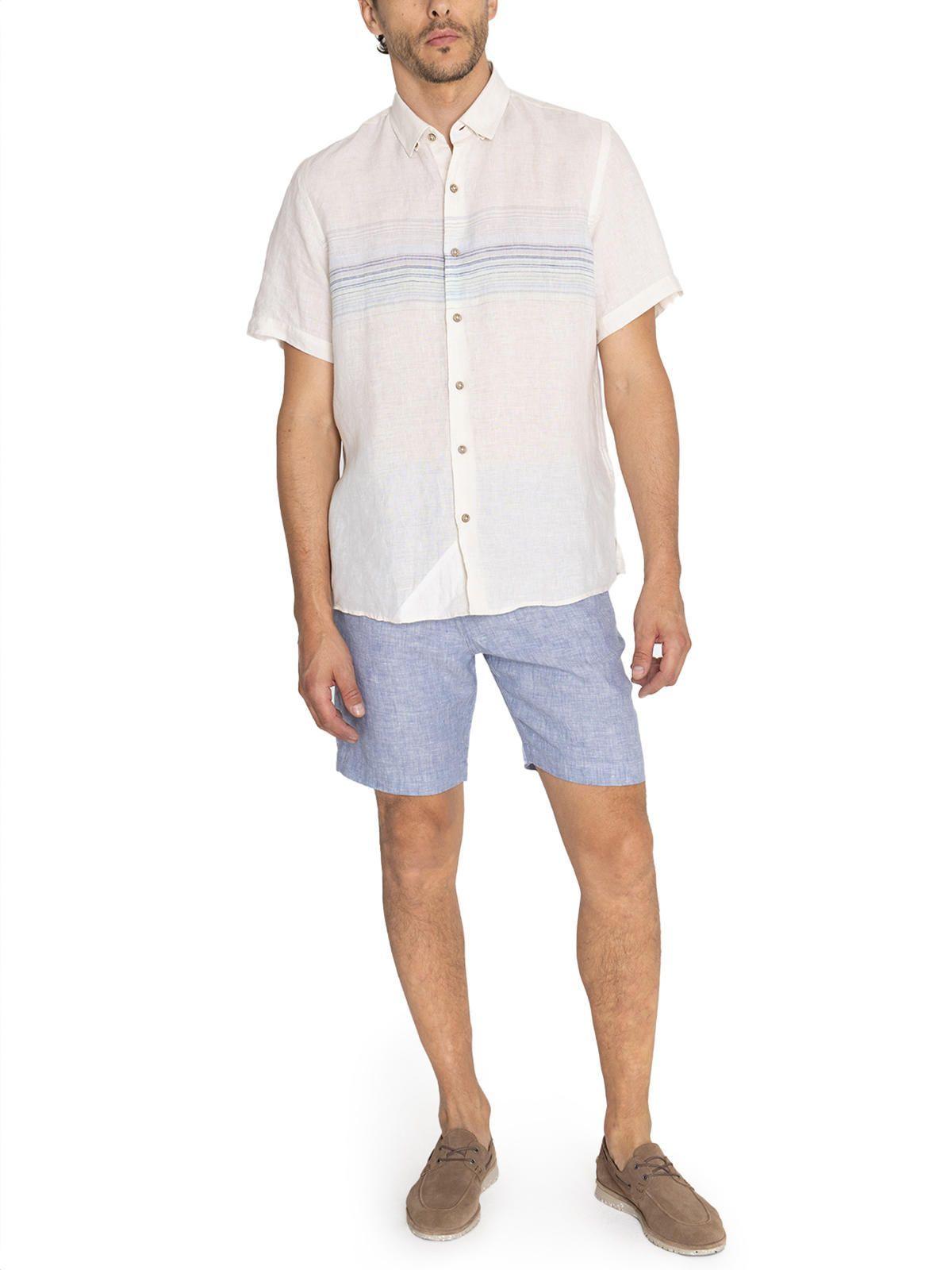 camisa Lino Orgánico Beige Linenstripe Hombre -8