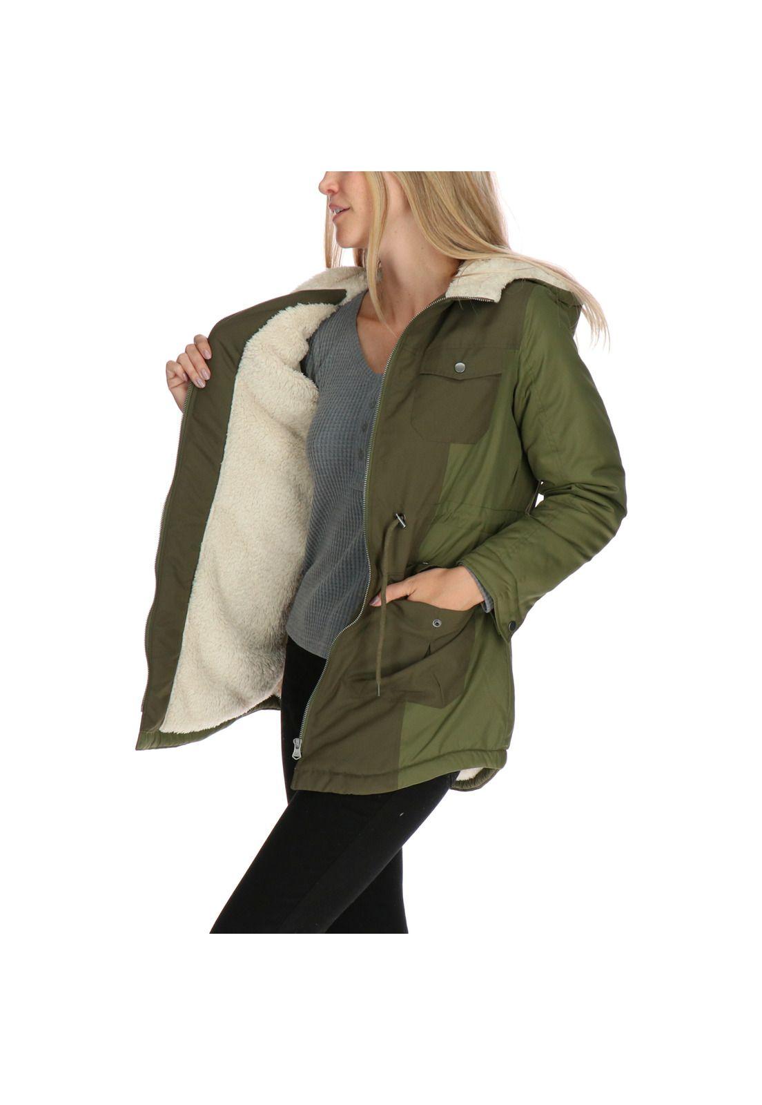 Chaqueta Clara Sherpa Verde Oscuro-1