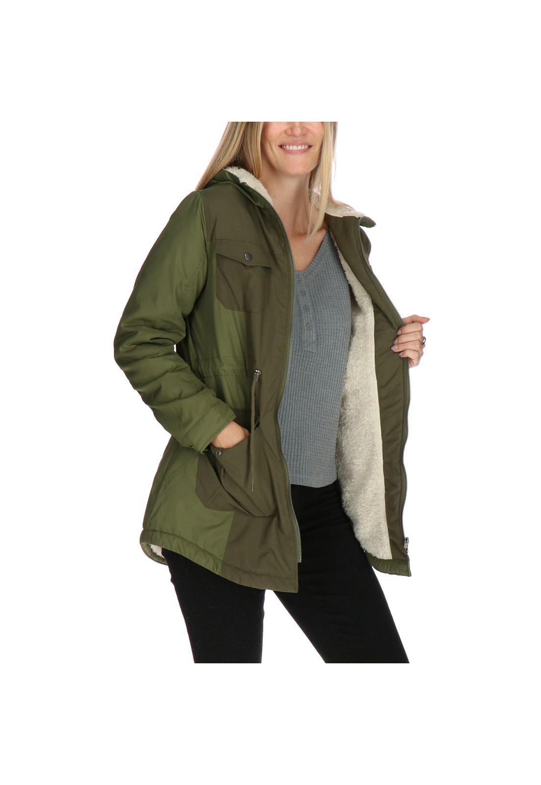Chaqueta Clara Sherpa Verde Oscuro-3