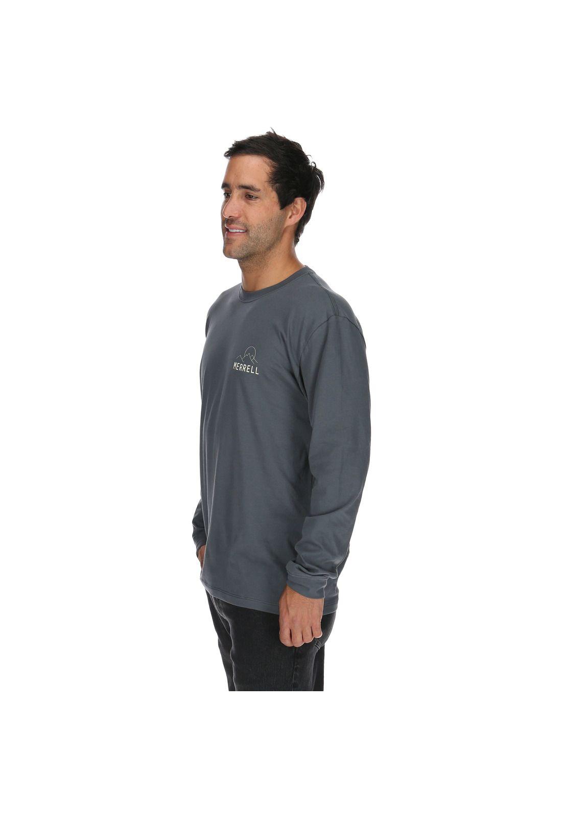 Polera Hombre Logo Long Sleeve Gris-1