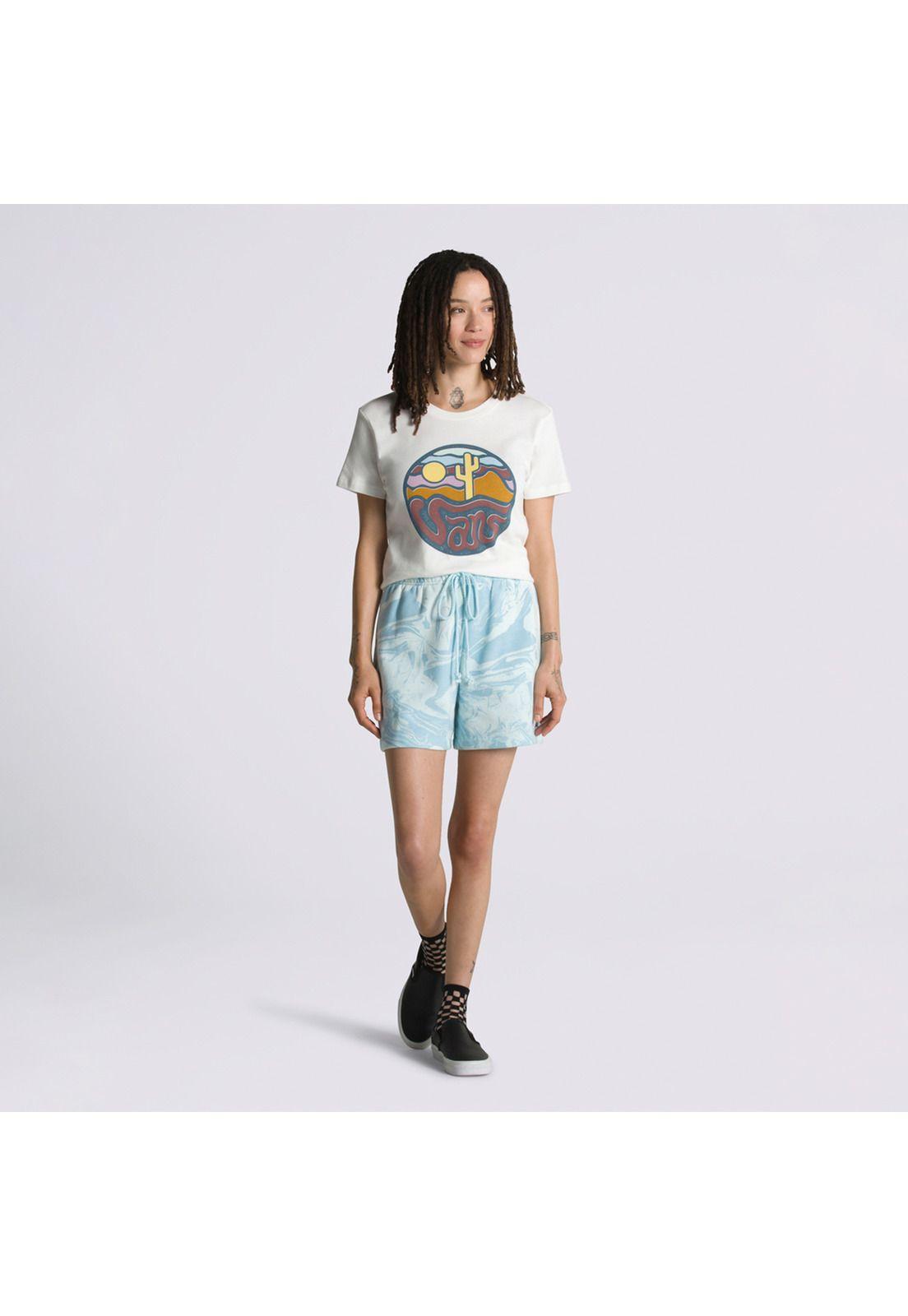 Short Marble Print Short Celeste Mujer-0