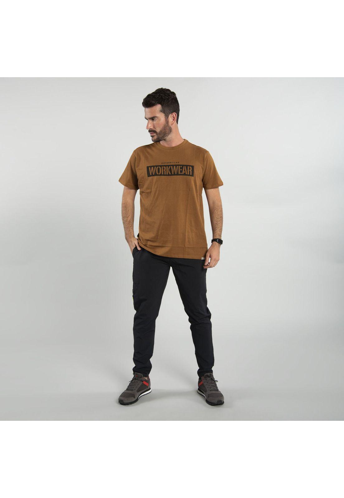 Polera Manga Corta  Hombre Fdtn Workwear Tee Café-4