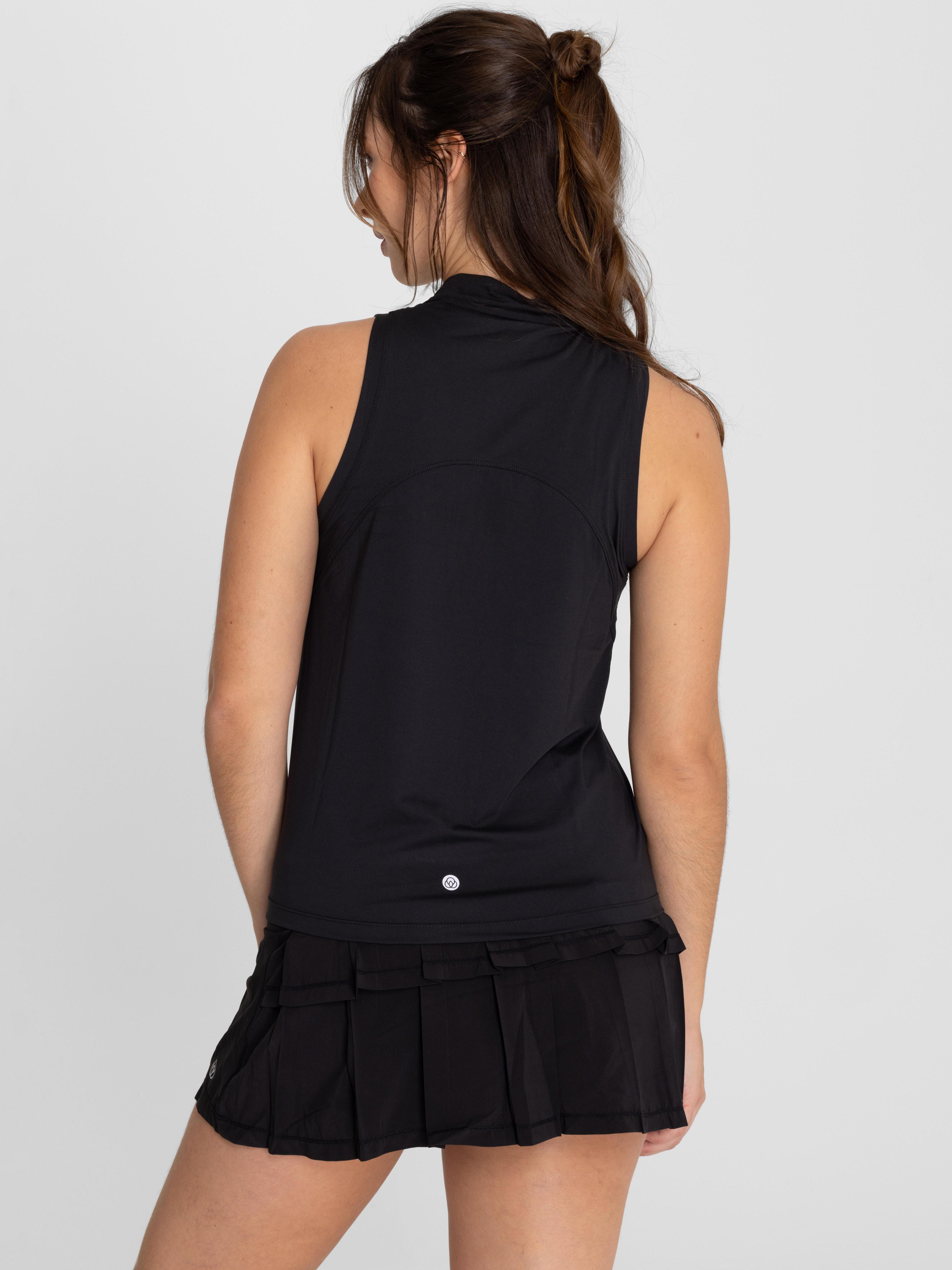 Polera deportiva Mujer Tank Half Zipper Negro-6