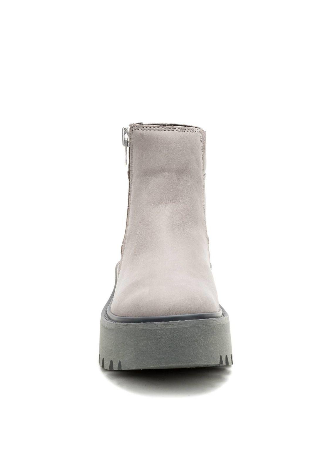Botin Cuero Mujer Colorado Max Chelsea Gris-4