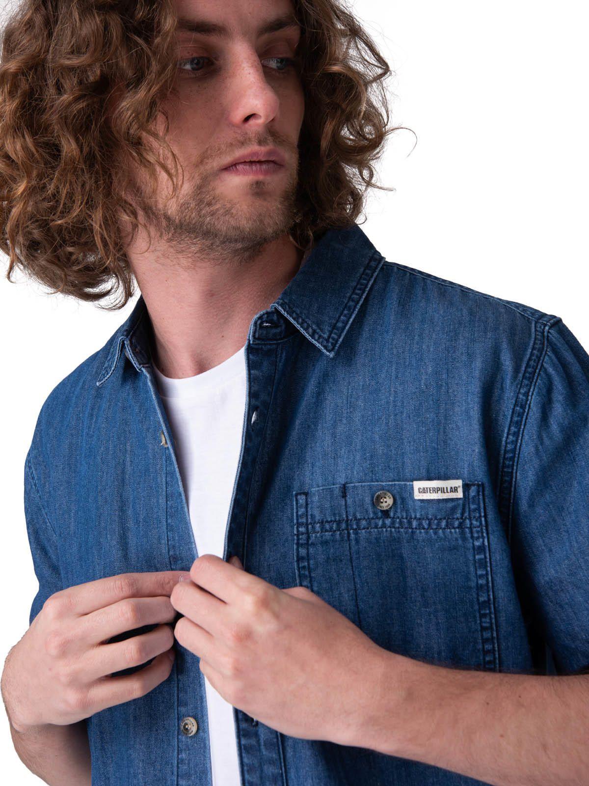Camisa Manga Corta Chambray Short Sleev Hombre Azul-3