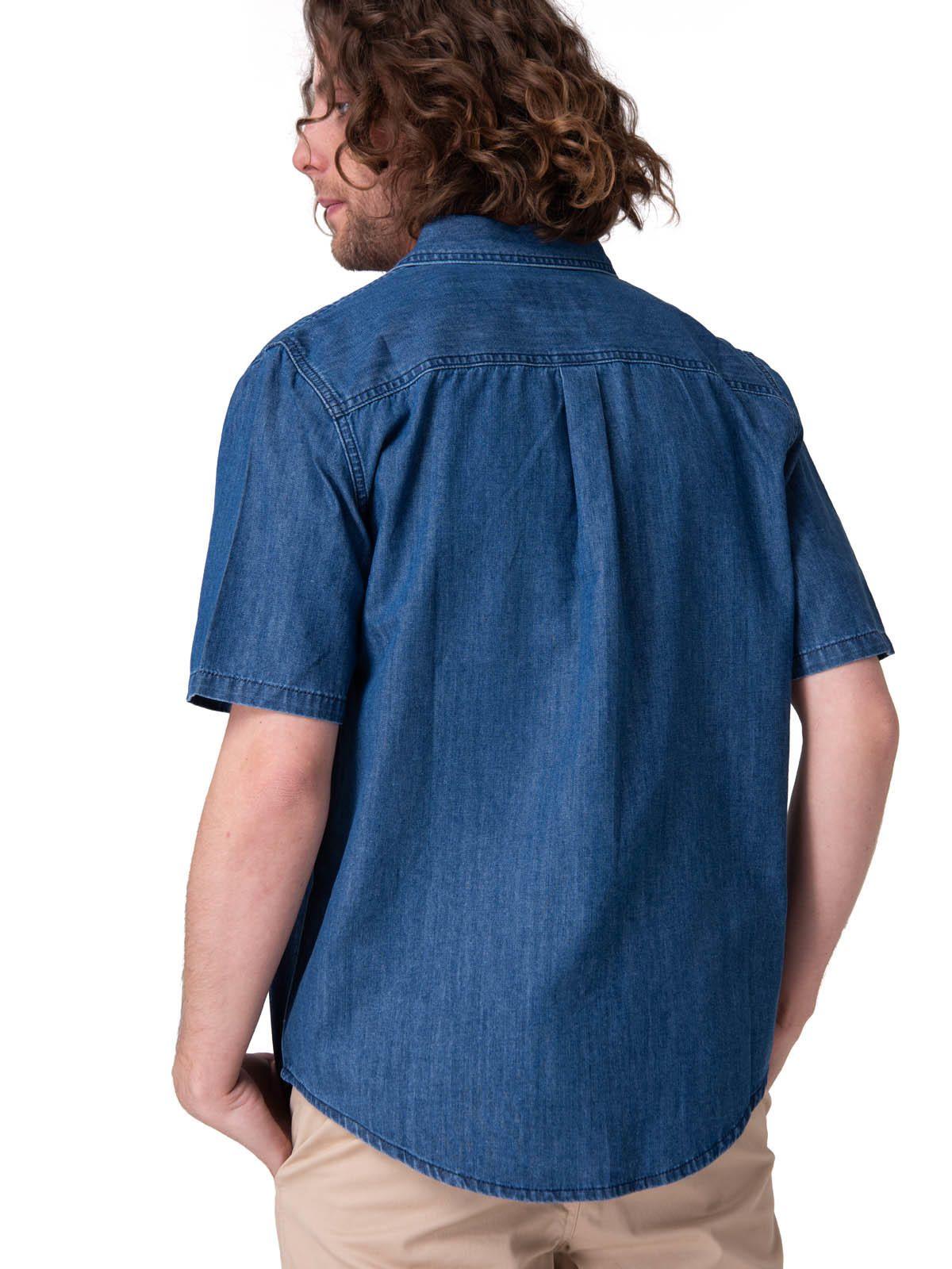 Camisa Manga Corta Chambray Short Sleev Hombre Azul-4