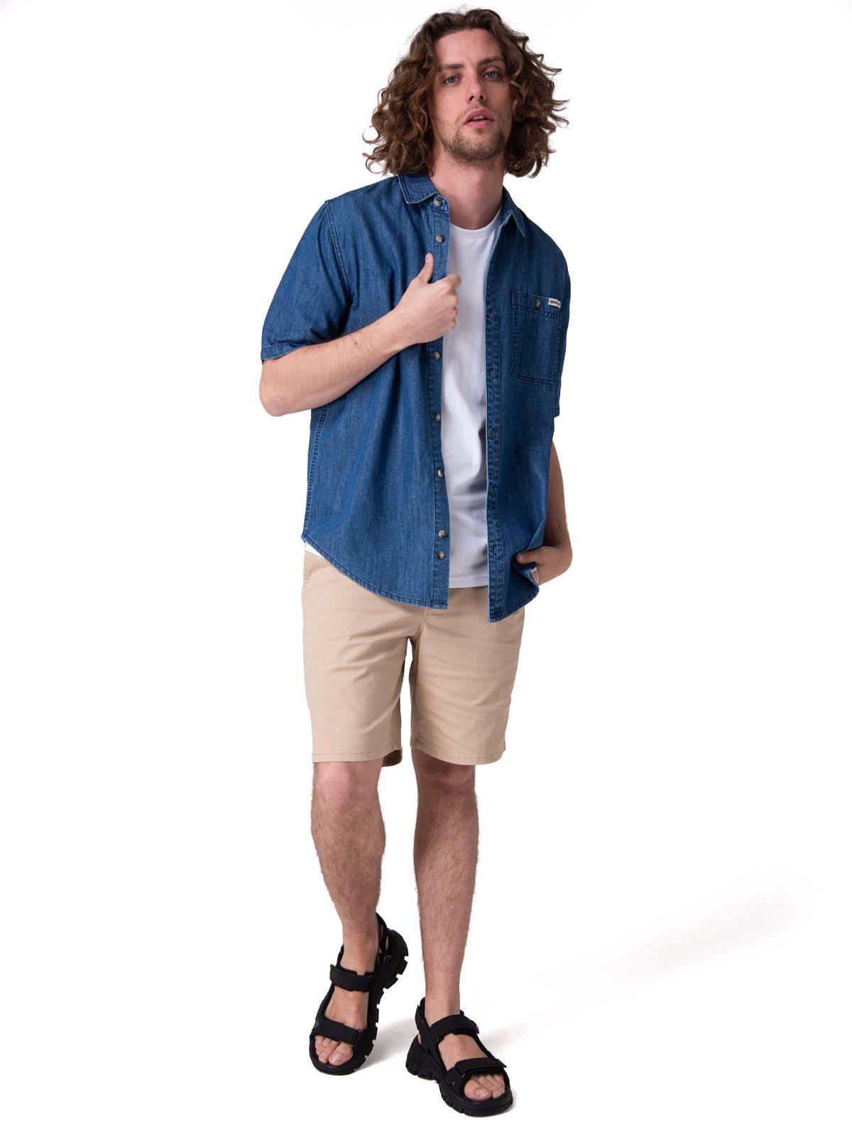 Camisa Manga Corta Chambray Short Sleev Hombre Azul-5