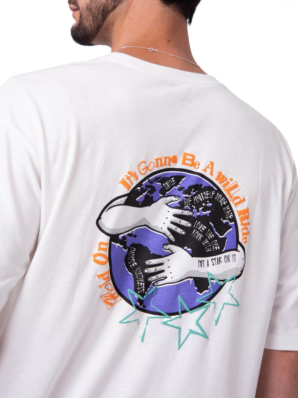 Polera Manga Corta Hombre Diseño SCI FI Blanco-4