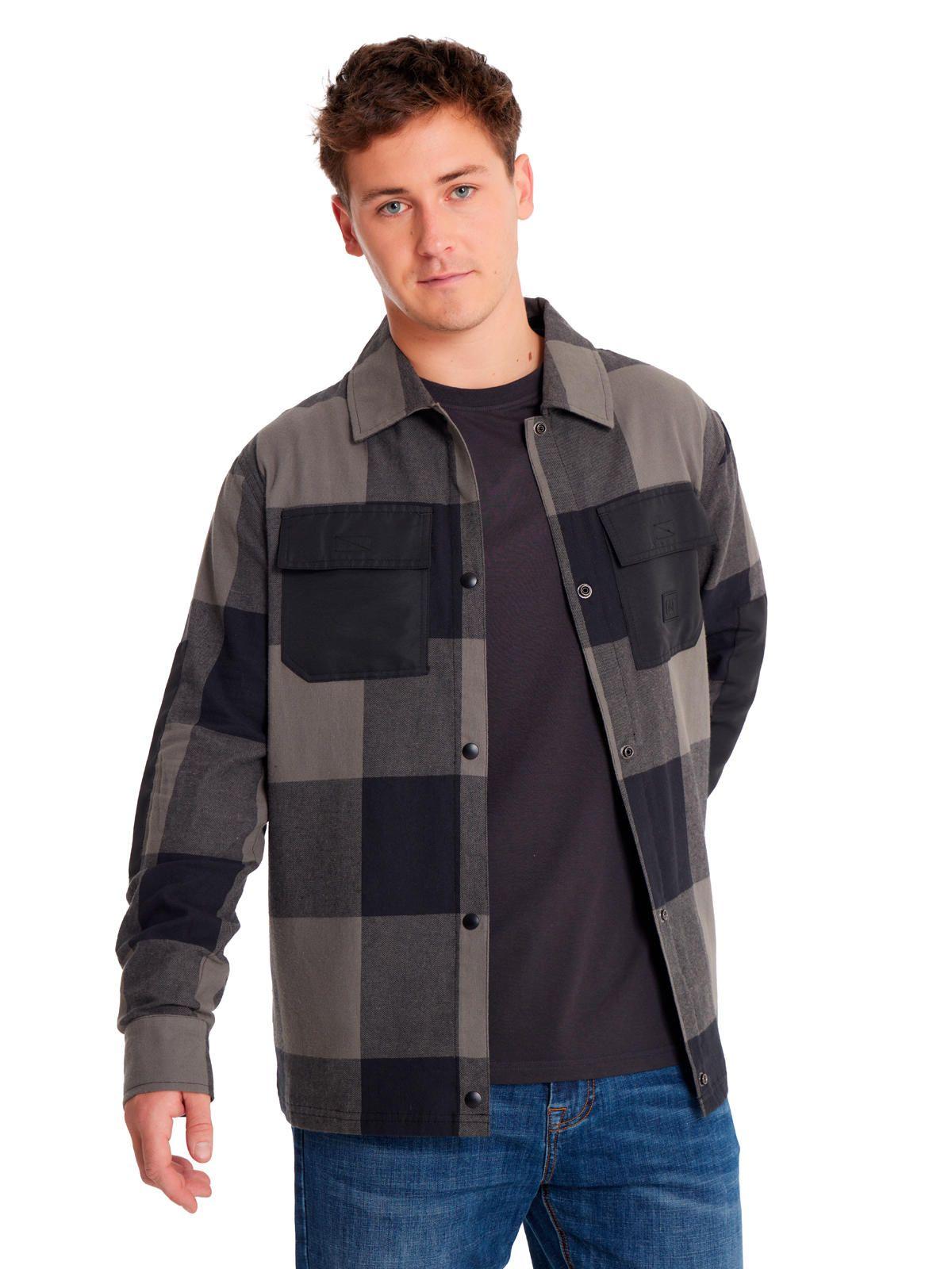 Camisa Manga Larga Hombre Flannel Snap Front Negro-0