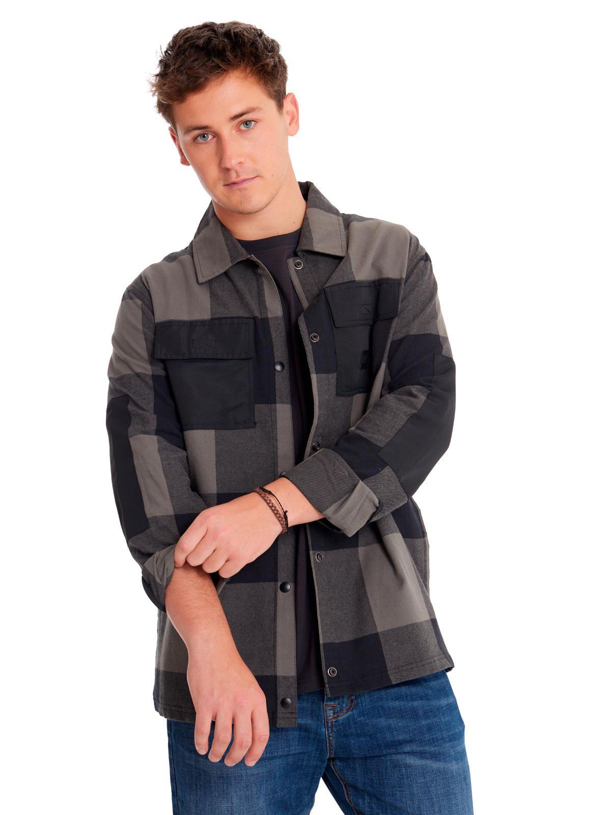 Camisa Manga Larga Hombre Flannel Snap Front Negro-4