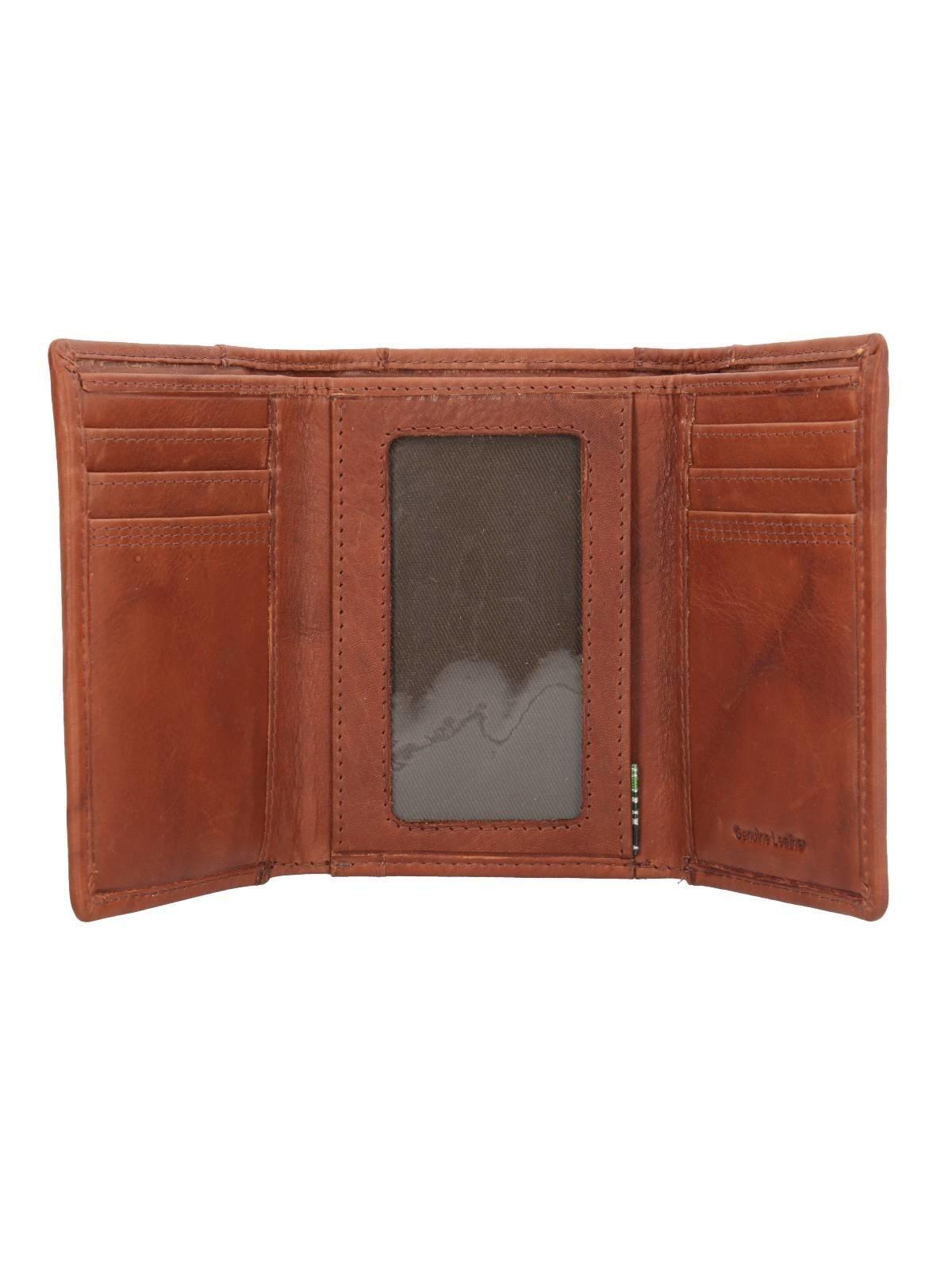 Billetera Cuero Hombre Aq Trifold Frame Café-2