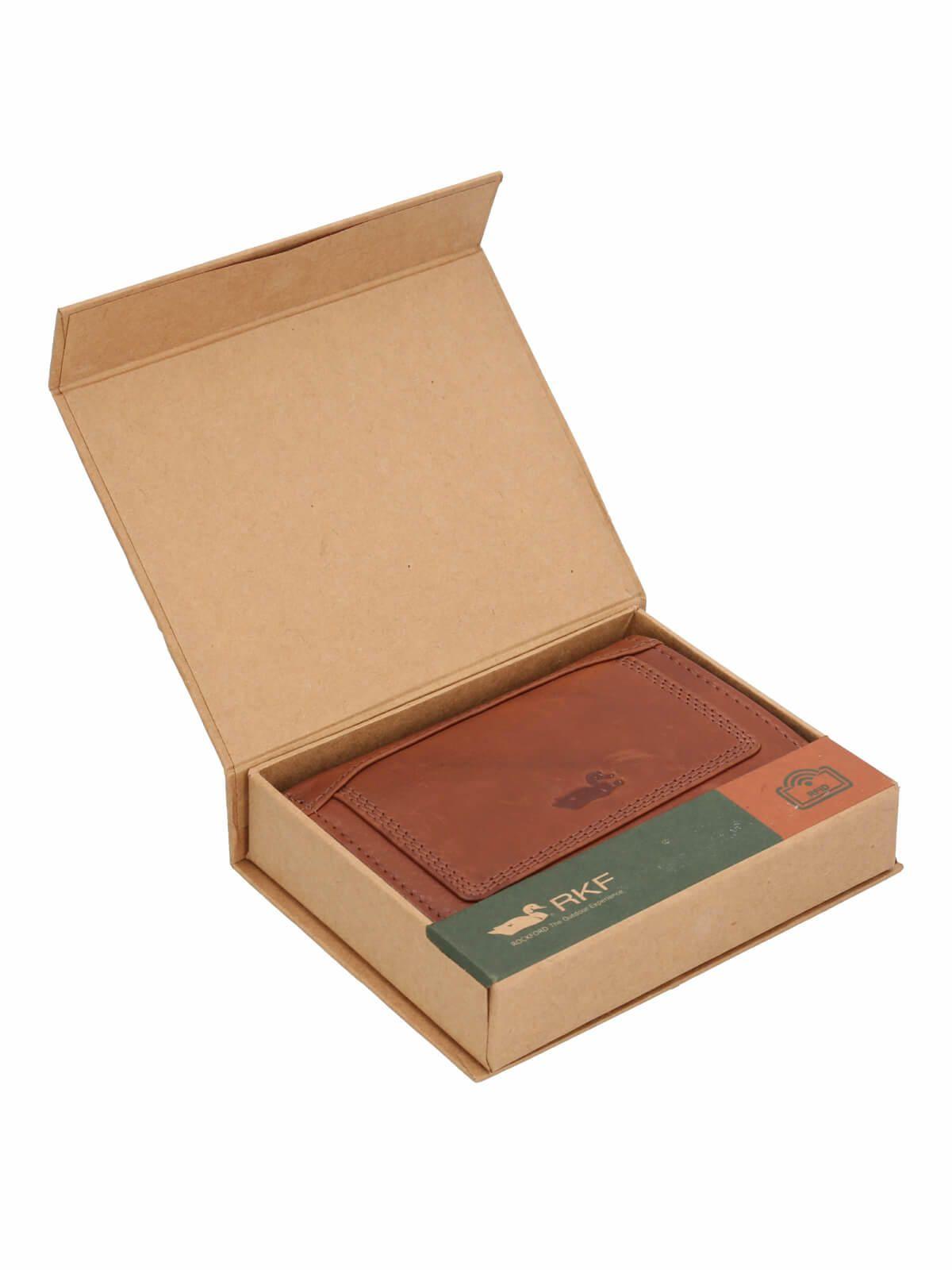 Billetera Cuero Hombre Aq Trifold Frame Café-3