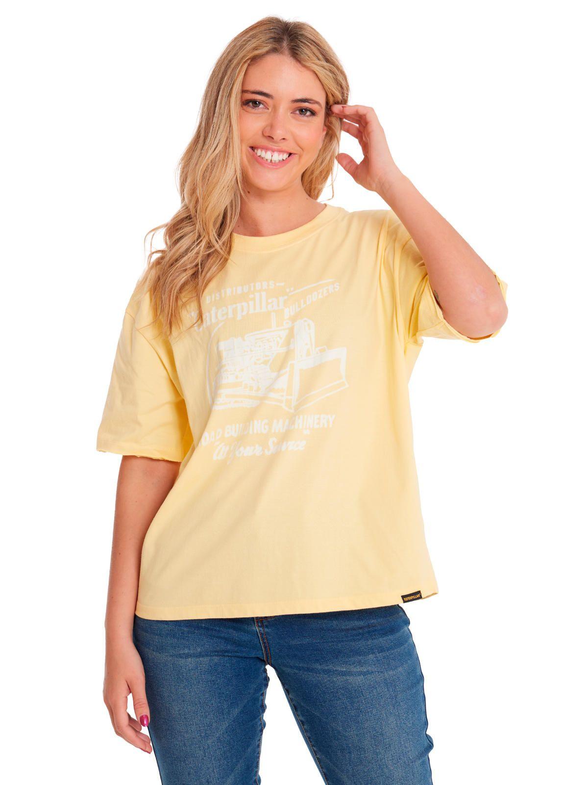 Polera Manga Corta Mujer Boxy HW Graphic1 Amarillo-1
