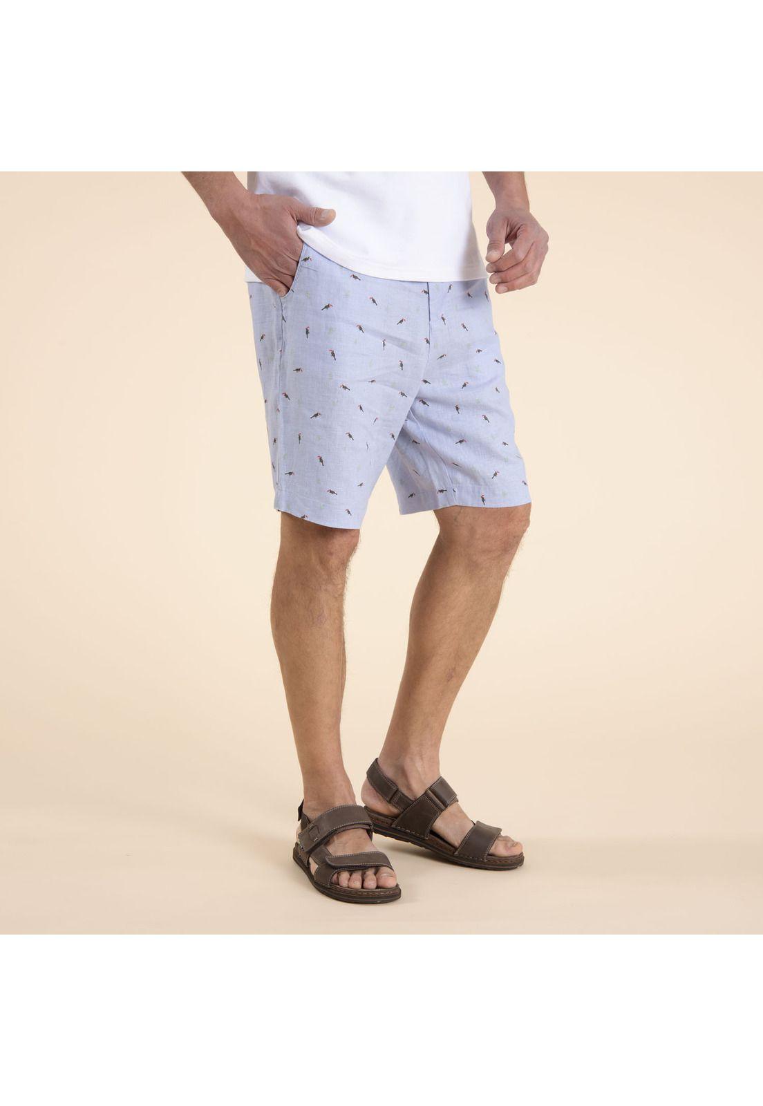 Short Lino Orgánico Hombre Print Azul-1