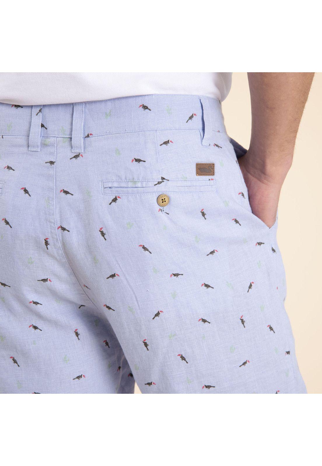 Short Lino Orgánico Hombre Print Azul-4