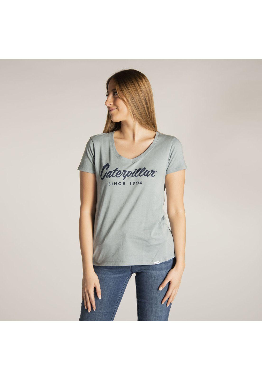 Polera M/C Mujer Logo Scrip V-Neck Te Azul-0