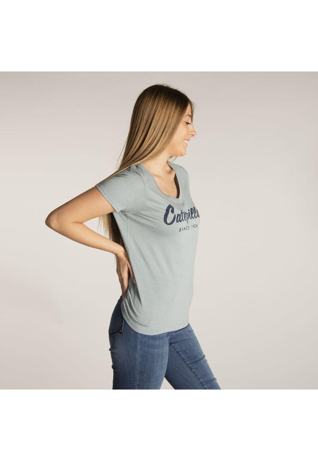 Polera M/C Mujer Logo Scrip V-Neck Te Azul-1