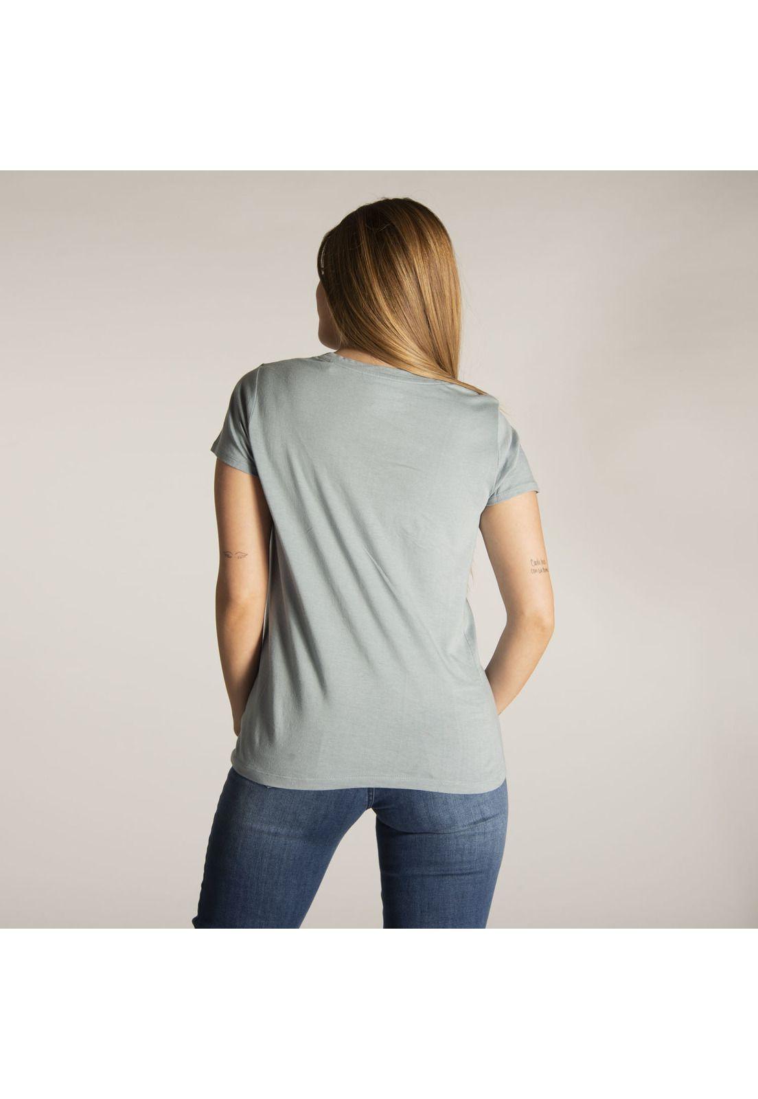Polera M/C Mujer Logo Scrip V-Neck Te Azul-2