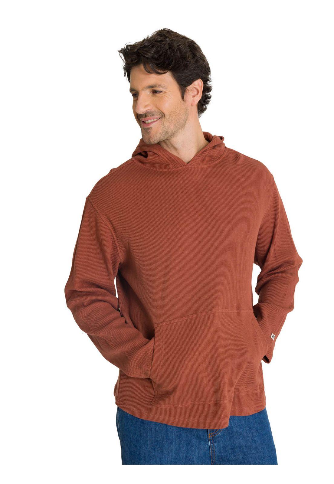 Polerón Con Gorro Hombre Waffle-Knit Terracota-0