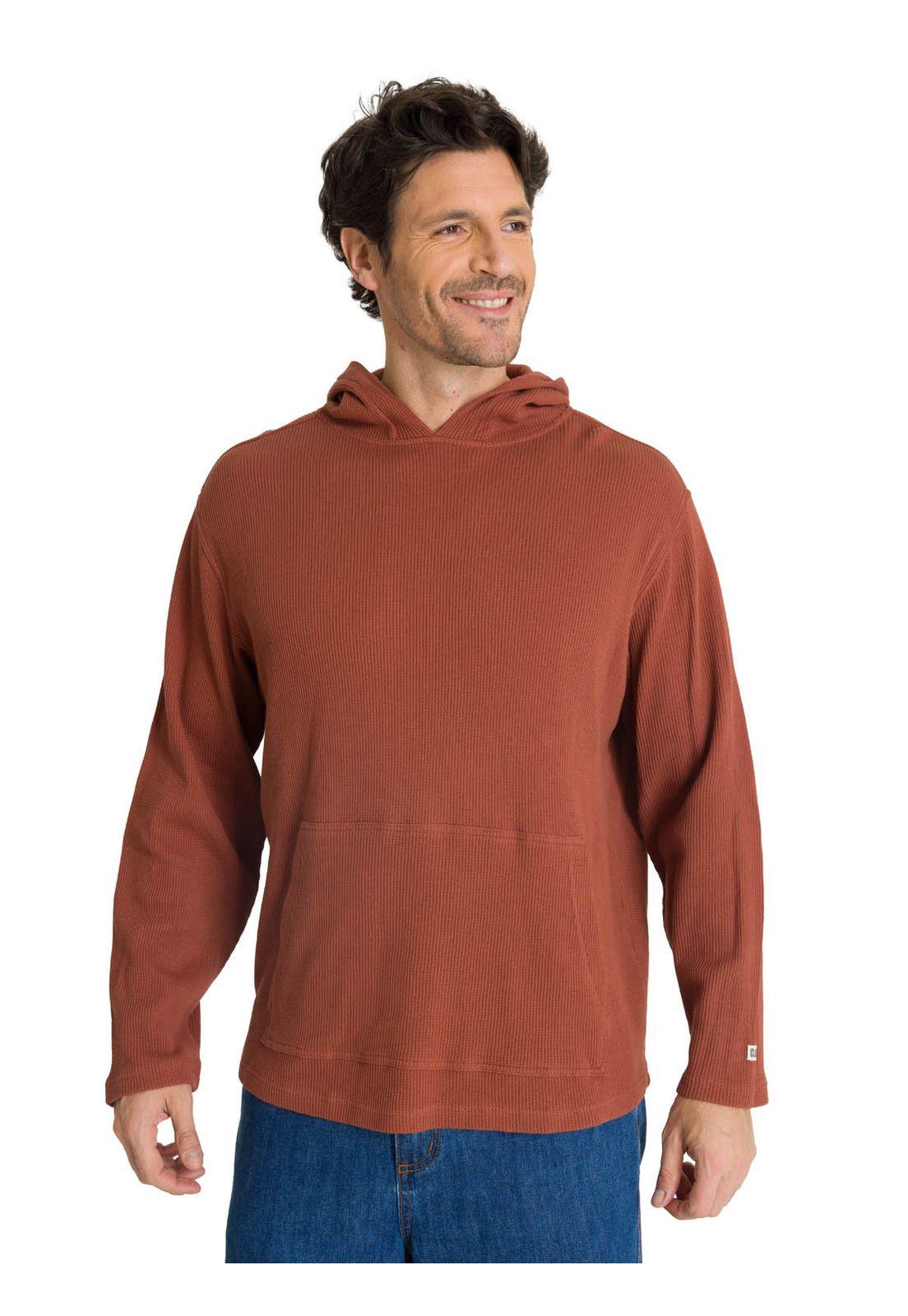 Polerón Con Gorro Hombre Waffle-Knit Terracota-1