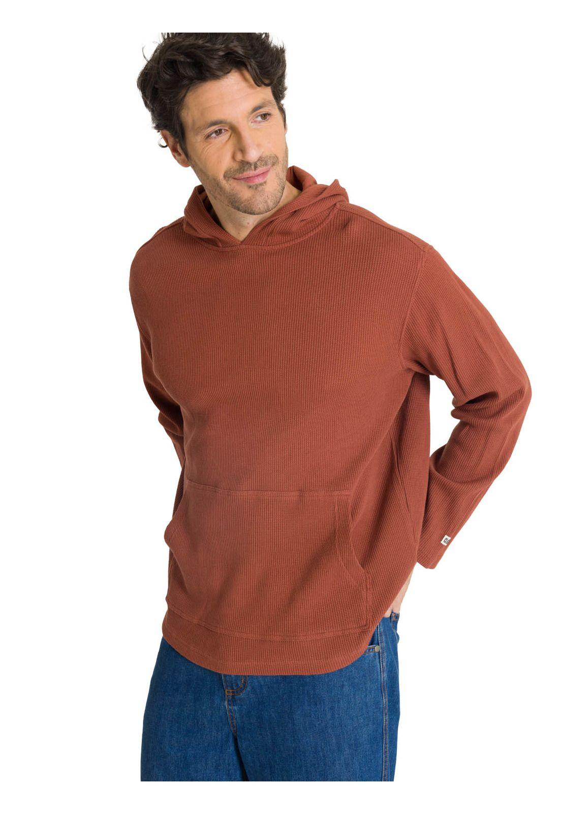 Polerón Con Gorro Hombre Waffle-Knit Terracota-3