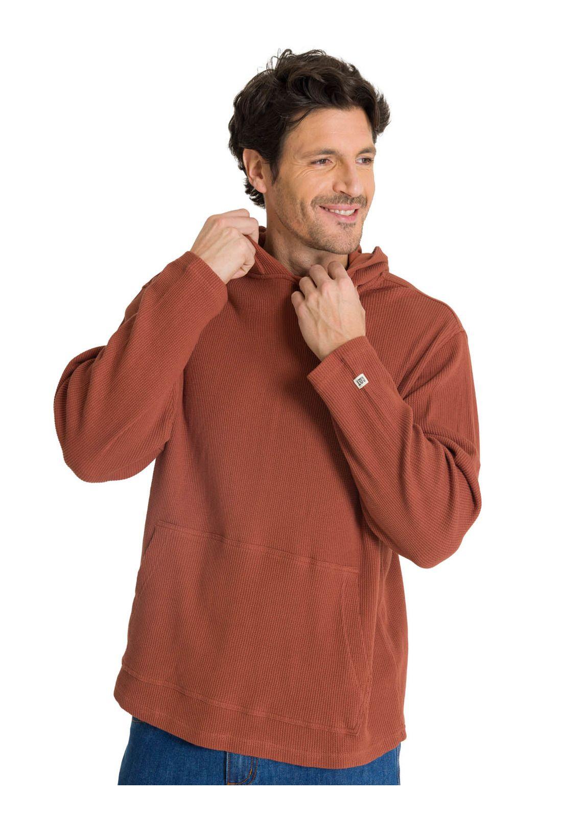 Polerón Con Gorro Hombre Waffle-Knit Terracota-5