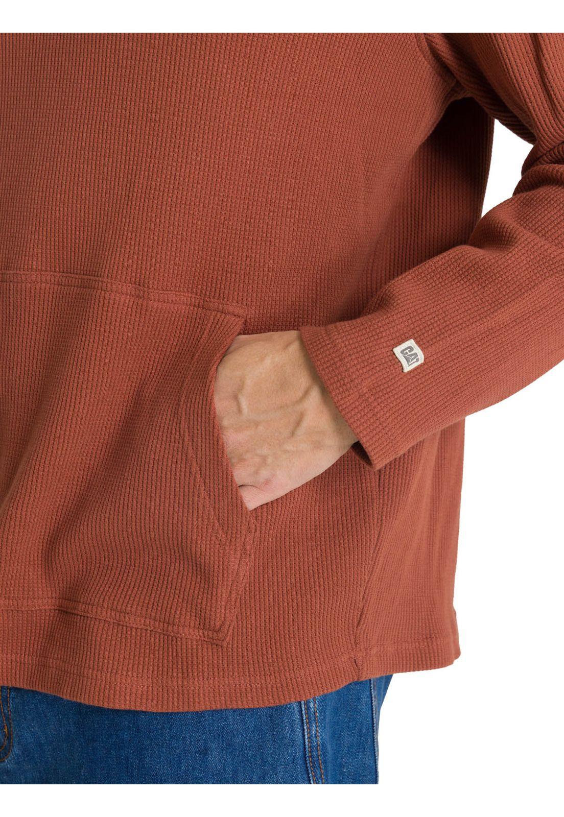 Polerón Con Gorro Hombre Waffle-Knit Terracota-6