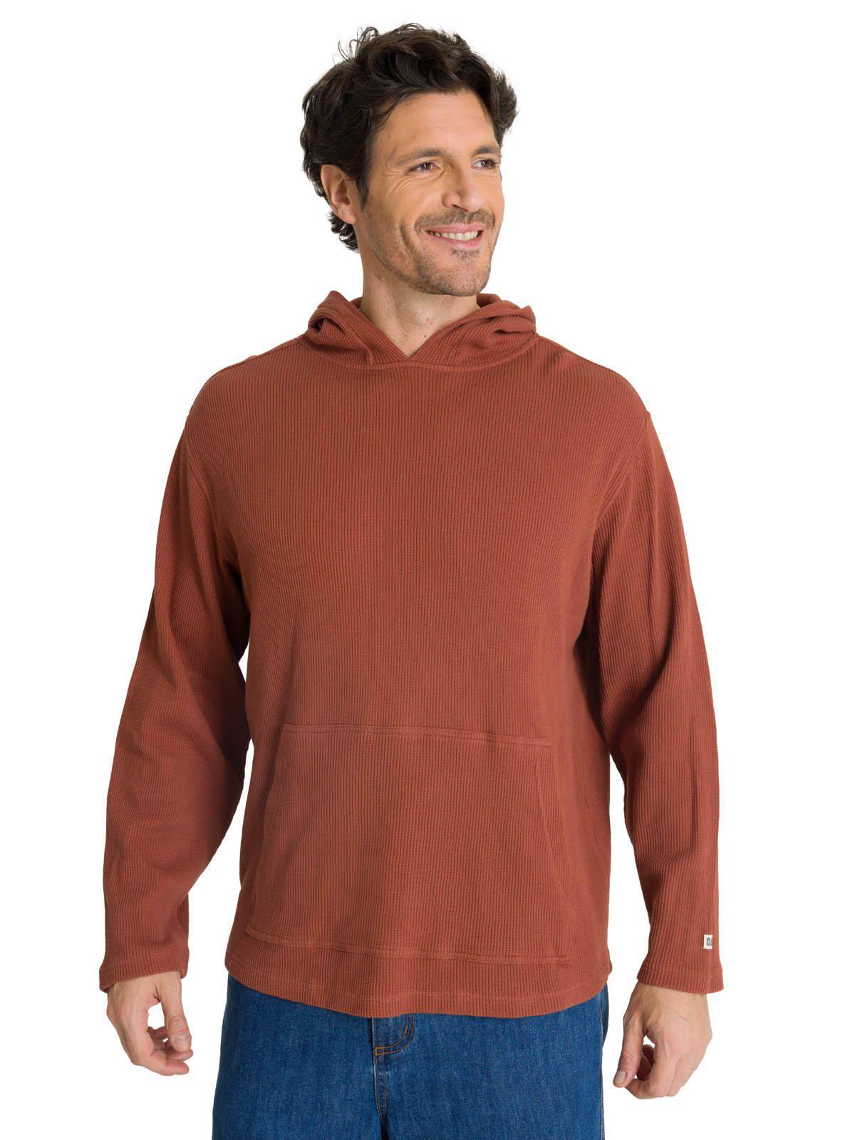 Polerón Con Gorro Hombre Waffle-Knit Terracota-1