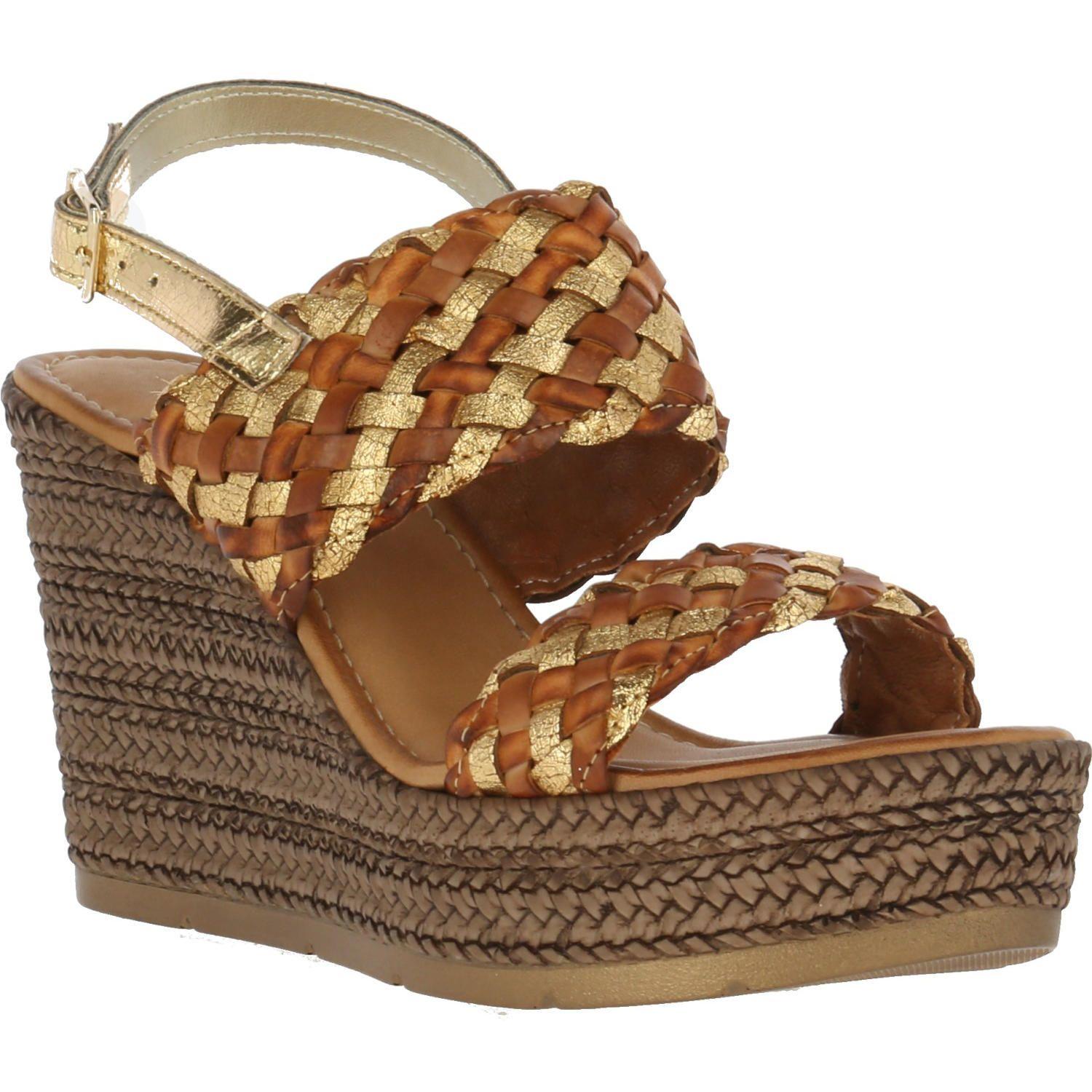 Sandalia Cuero Albania Dorado Mujer-0