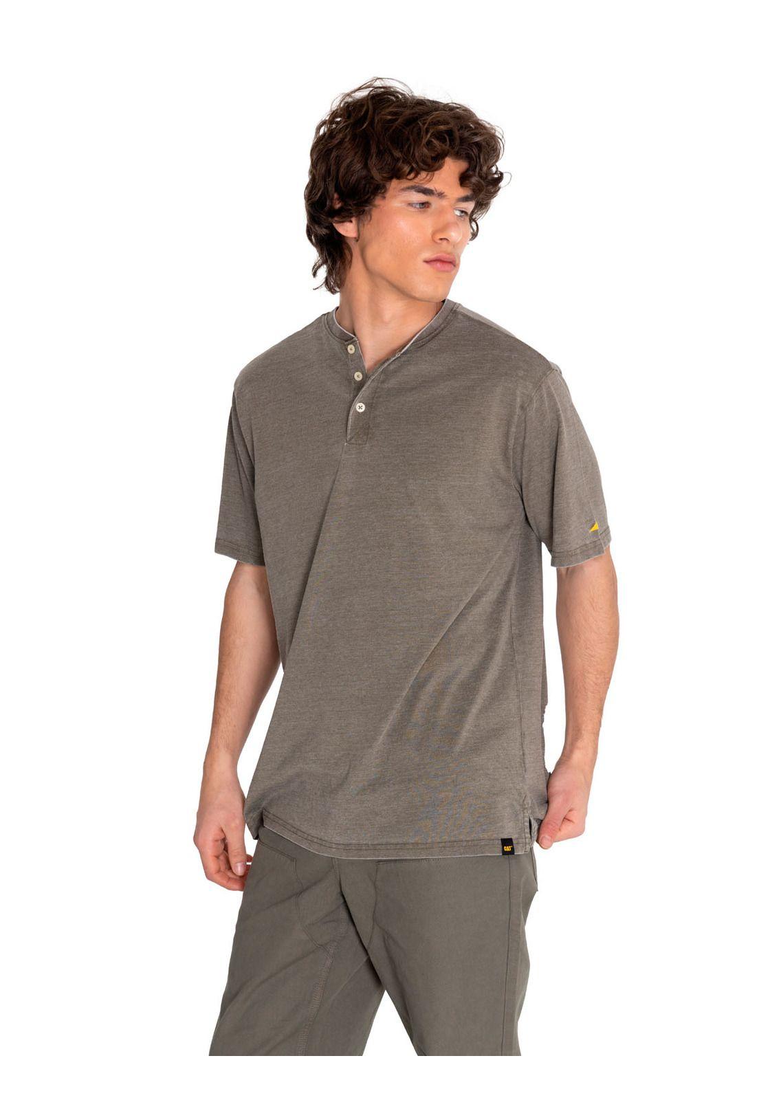 Polera Manga Corta Hombre Burnout S/S Henley Verde-1