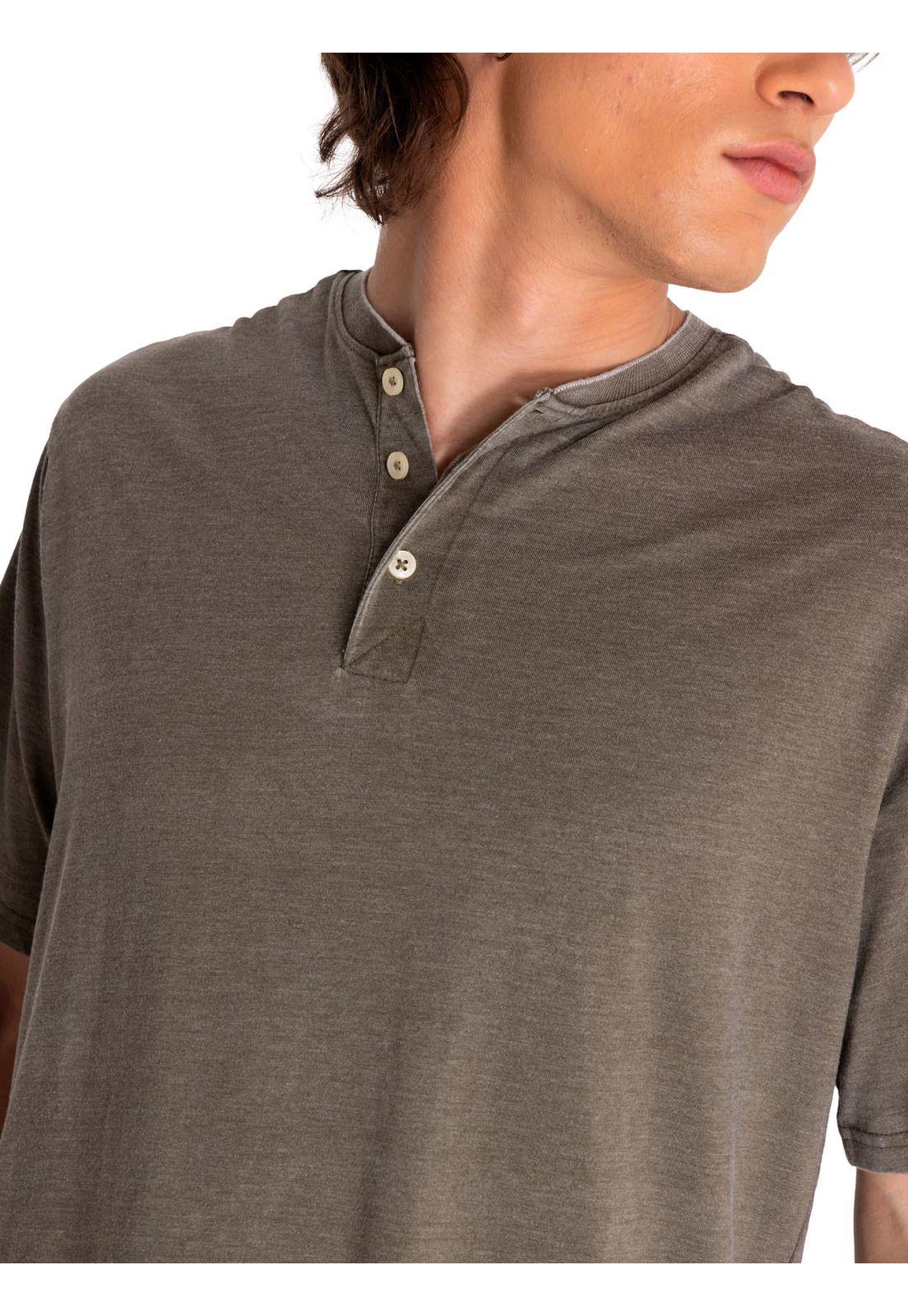 Polera Manga Corta Hombre Burnout S/S Henley Verde-4