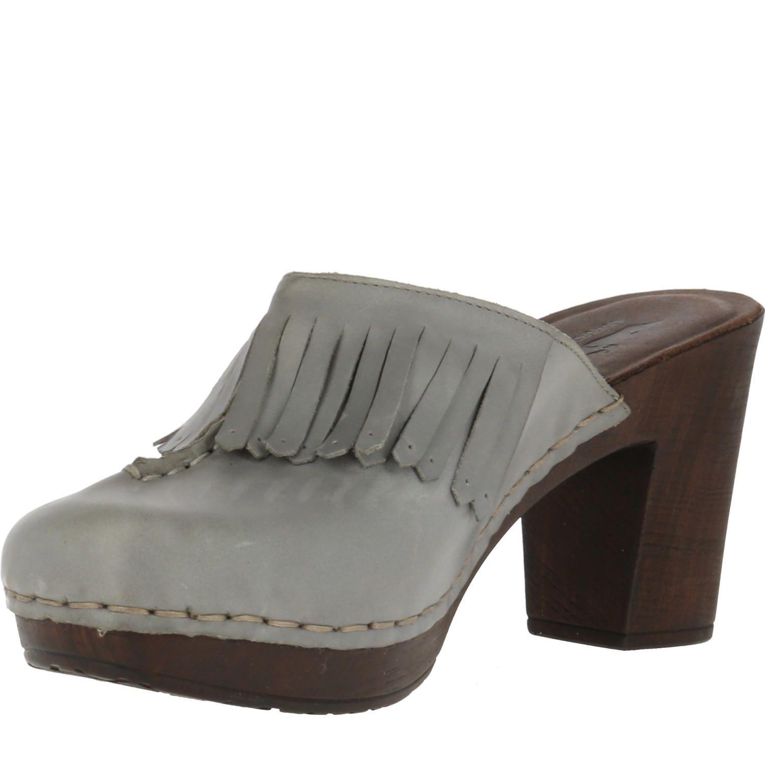 Sueco Cuero Megan Gris Mujer-1