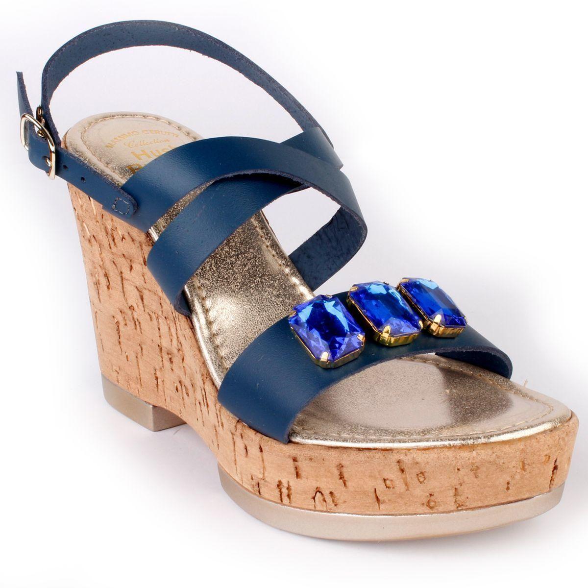 Sandalia Mujer Cuero Turini Azul-0