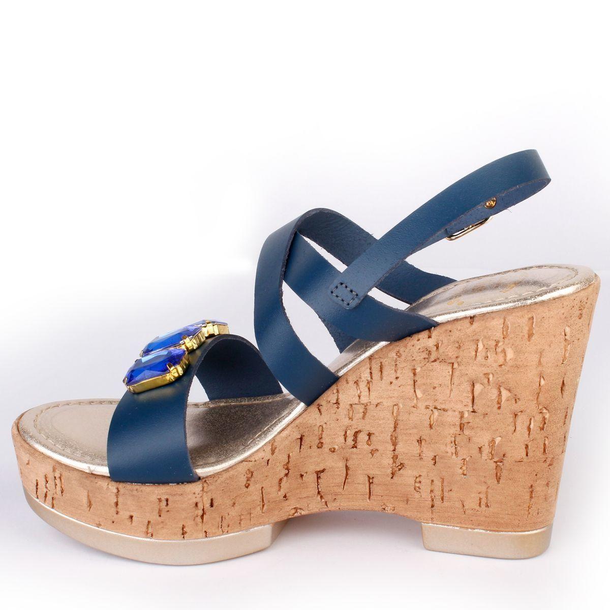 Sandalia Mujer Cuero Turini Azul-2