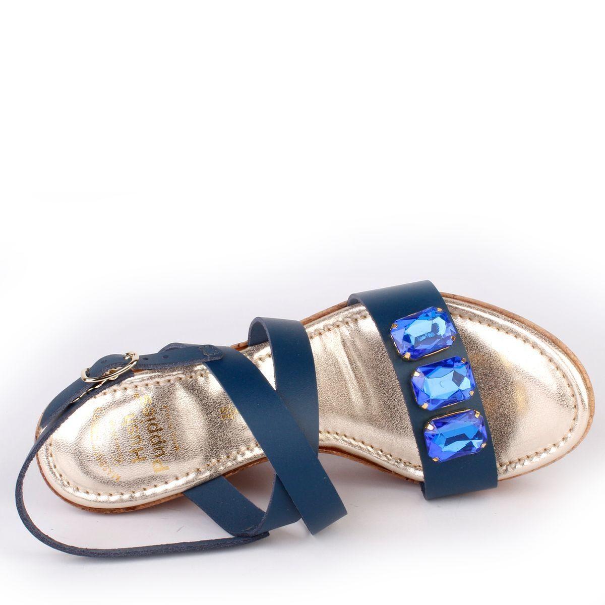 Sandalia Mujer Cuero Turini Azul-3