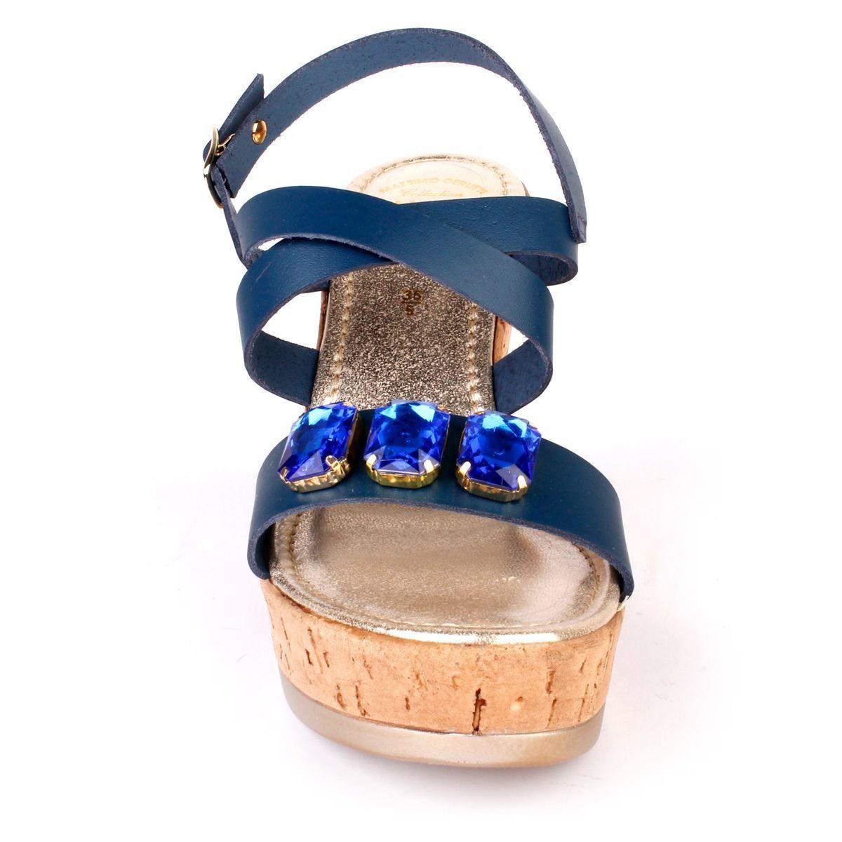 Sandalia Mujer Cuero Turini Azul-4