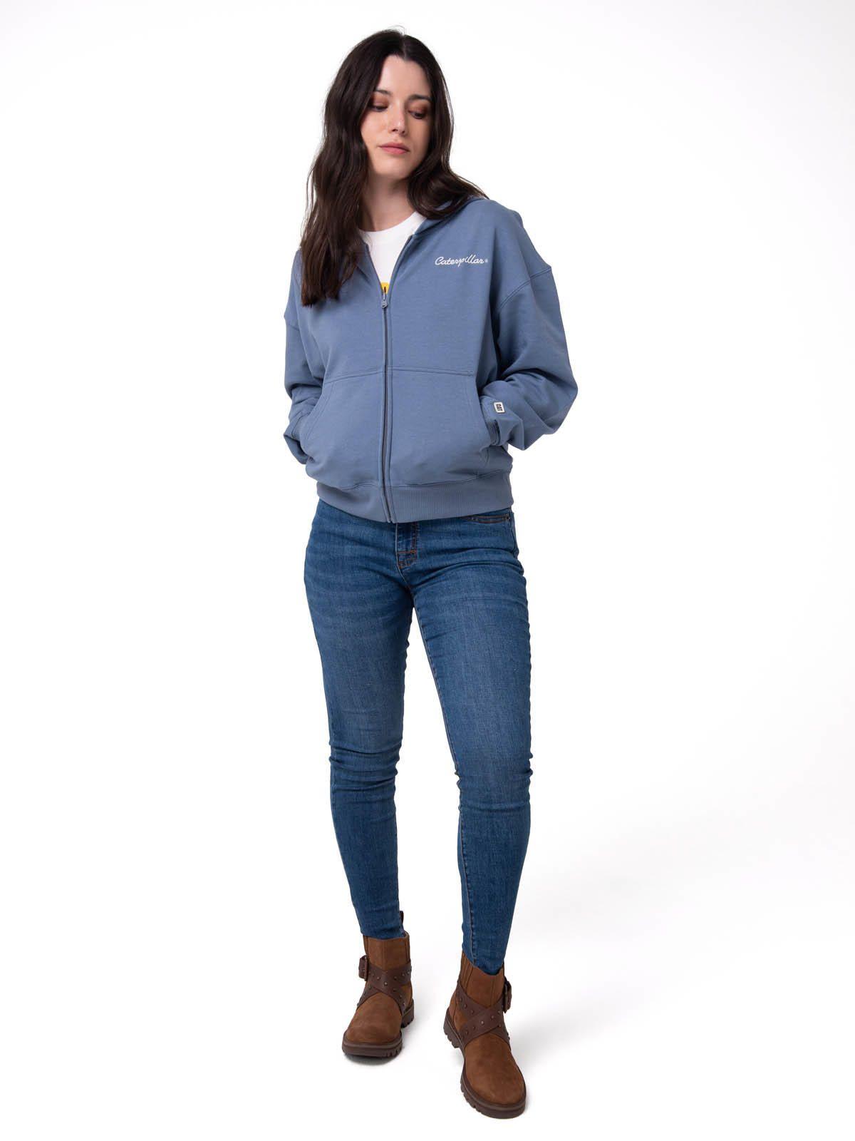 Polerón Mujer Relaxed French Terry Full Zip Azul-4