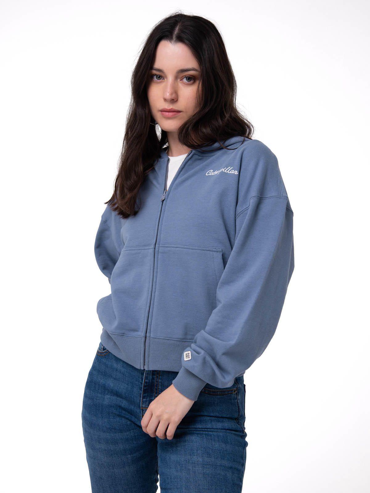 Polerón Mujer Relaxed French Terry Full Zip Azul-0