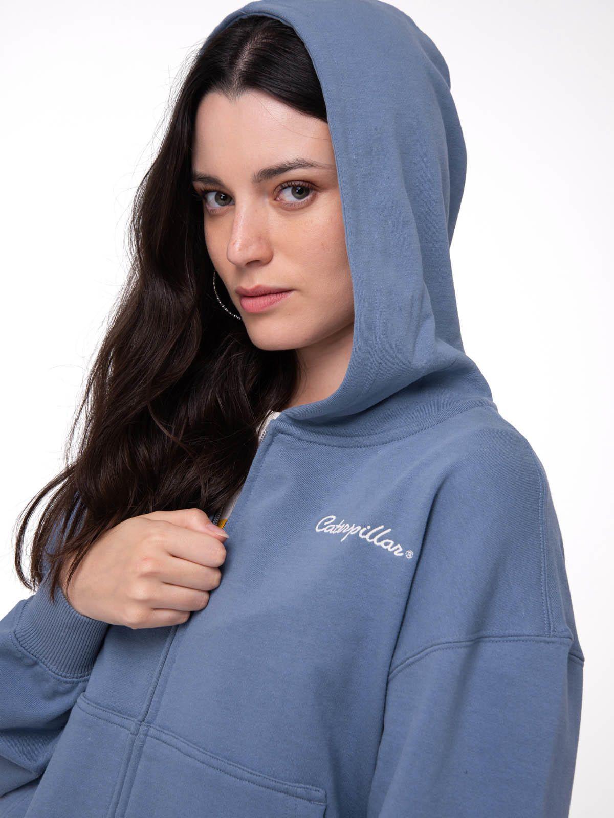 Polerón Mujer Relaxed French Terry Full Zip Azul-3