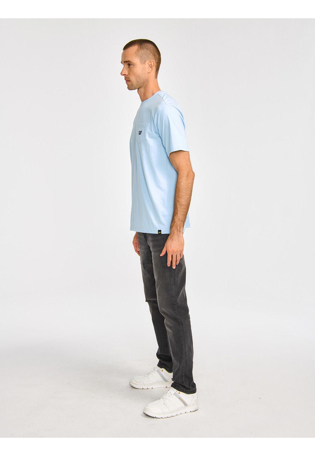 Polera Manga Corta Hombre Cat Logo PocketCeleste-3