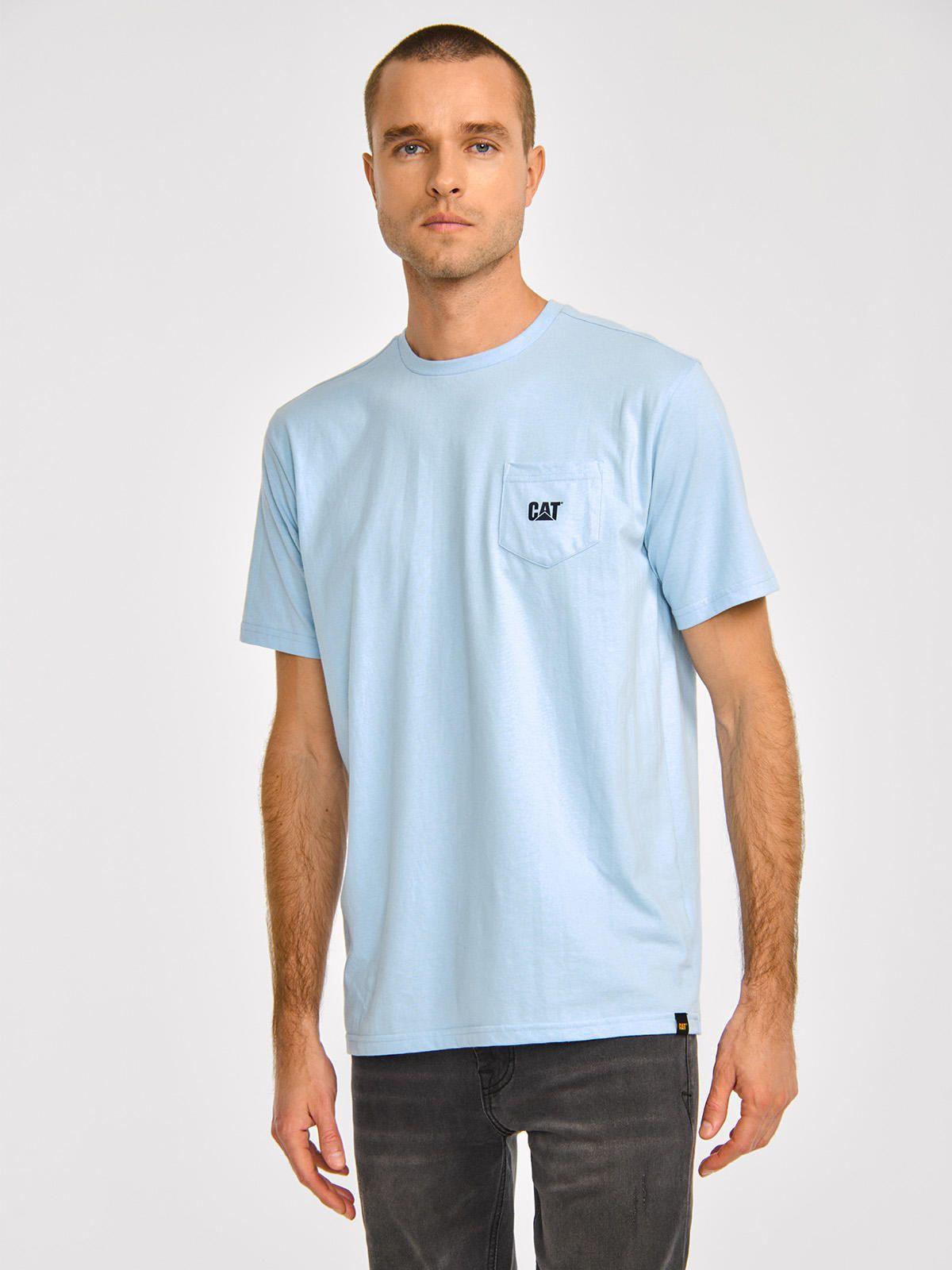 Polera Manga Corta Hombre Cat Logo PocketCeleste-0