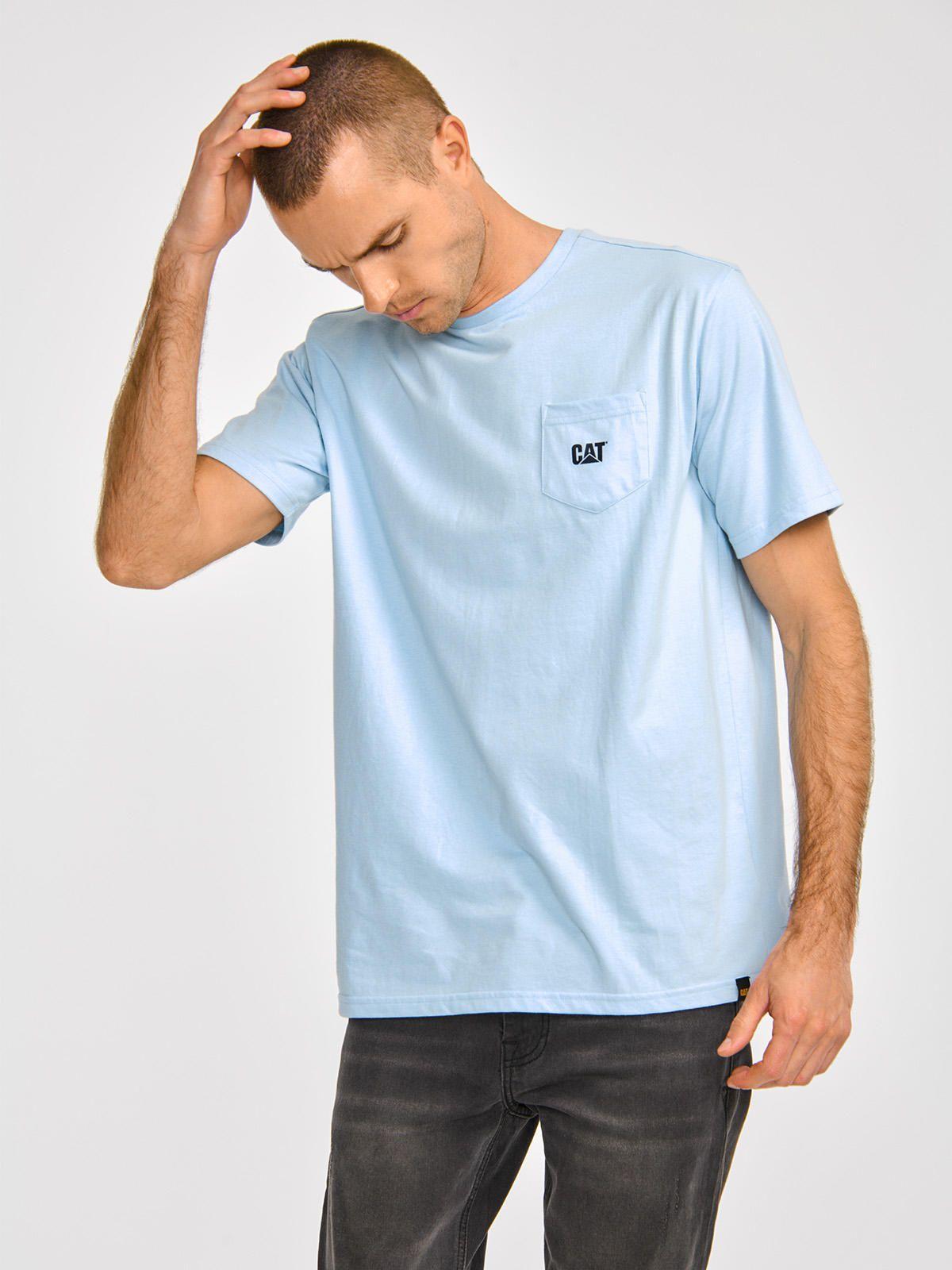 Polera Manga Corta Hombre Cat Logo PocketCeleste-1
