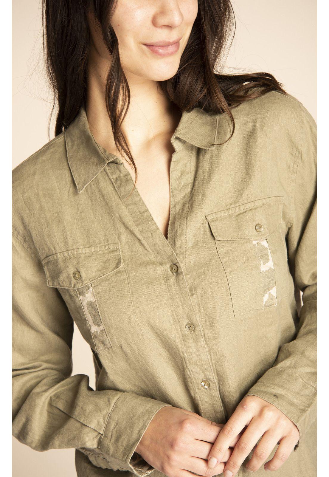 Blusa Lino Orgánico Mujer Wild Verde-4
