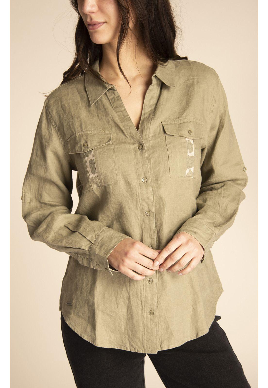 Blusa Lino Orgánico Mujer Wild Verde-5