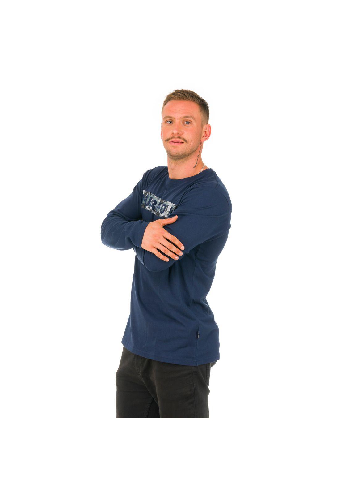 Polera M/L Hombre Tied Logo I Azul -2
