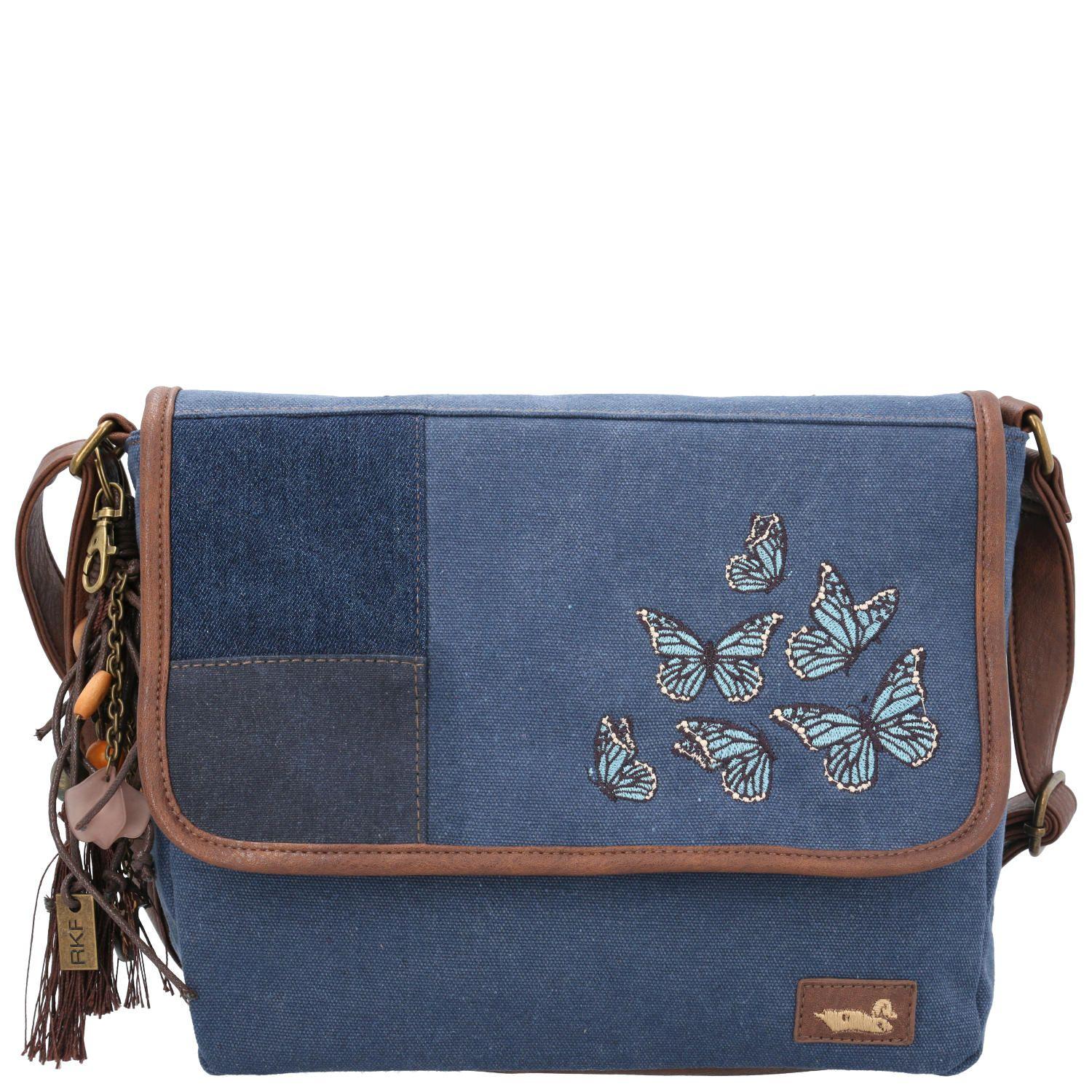 Cartera Textil Mujer Butterfly Cross Azul-0