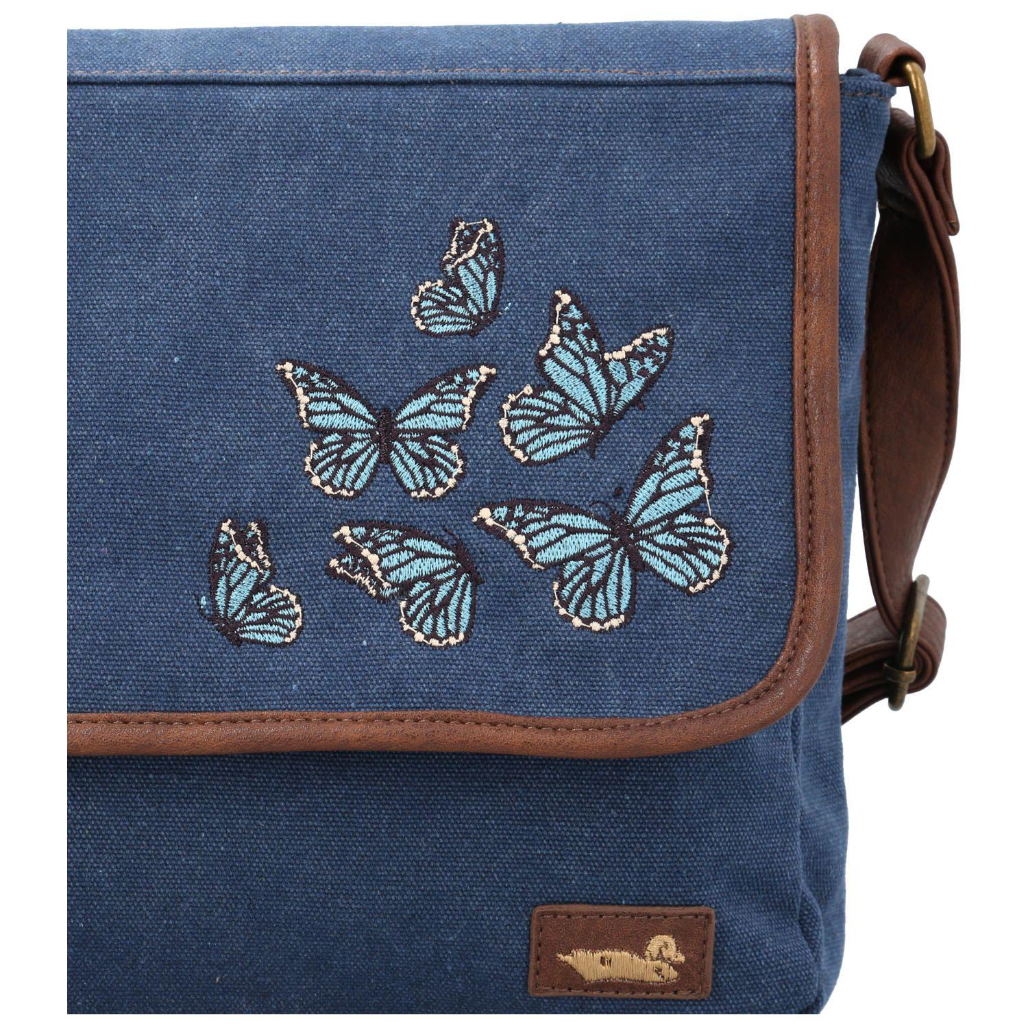 Cartera Textil Mujer Butterfly Cross Azul-3