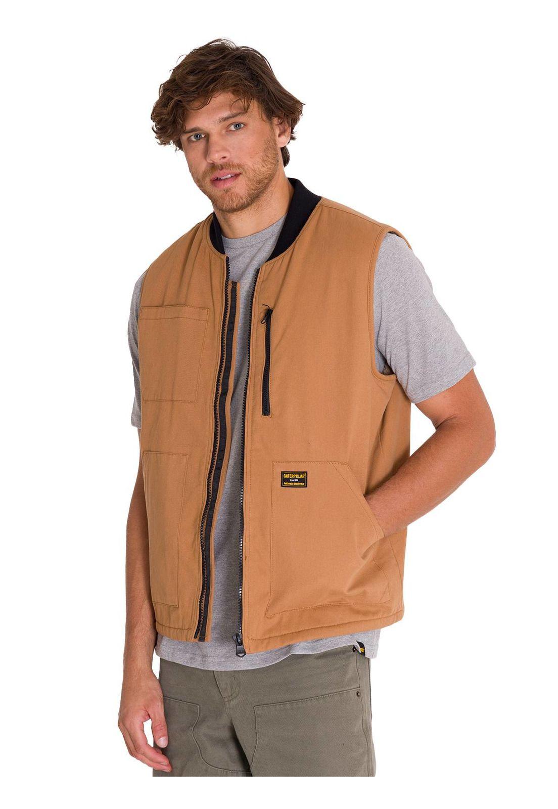 Chaqueta SinMangas Utility Sherpa Hombre Café Claro-0