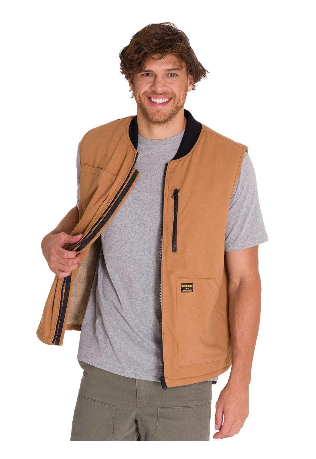 Chaqueta SinMangas Utility Sherpa Hombre Café Claro-1