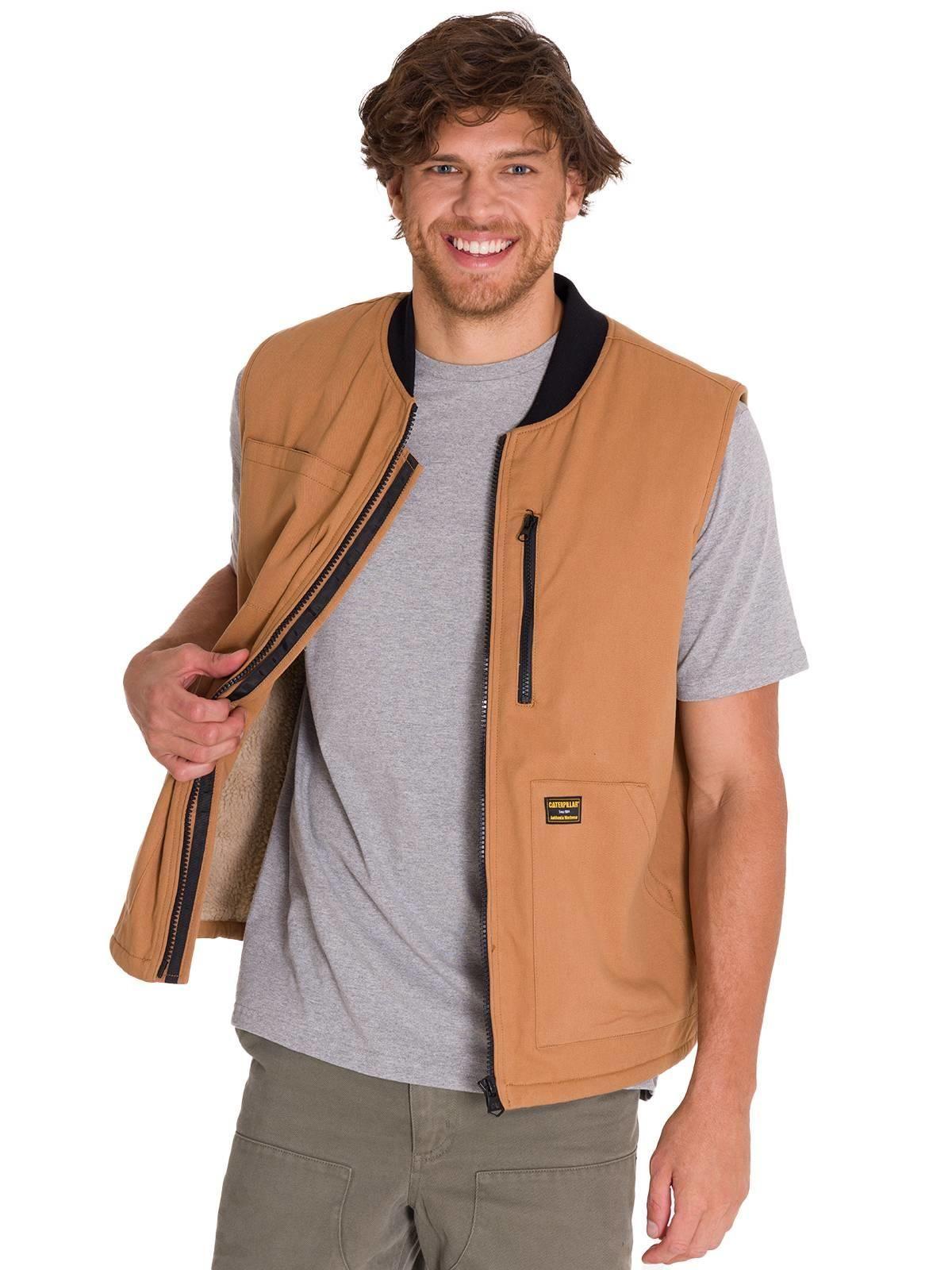 Chaqueta SinMangas Utility Sherpa Hombre Café Claro-1